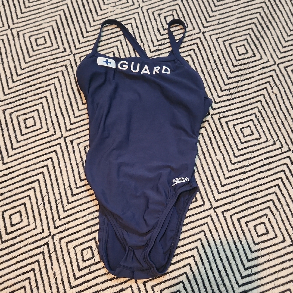 Speedo Navy Lifeguard One-Piece with GUARD Logo
